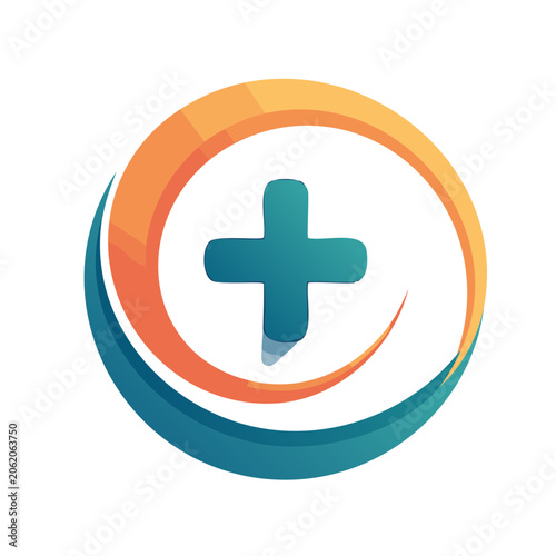 Flat medical cross icon on transparent background