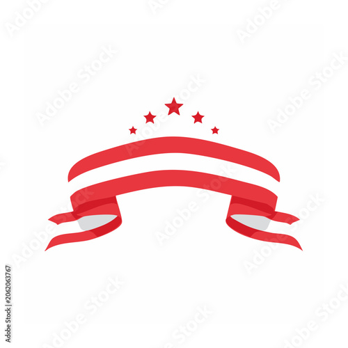 Red ribbon with gold stars vector