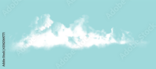 Abstract halftone dotted cloud shape vector illustration in sky