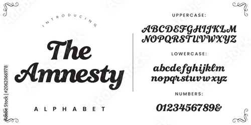 Obraz na plátně The Amnesty Alphabet Font Typography Set Featuring Retro Script Style Letters fo