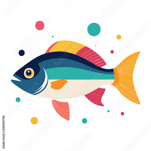 Tropical fish flat design vector illustration