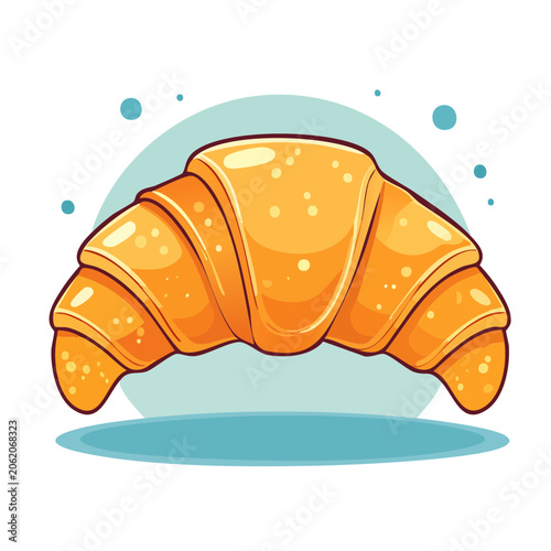 Flat design 3D render of a croissant on a plate