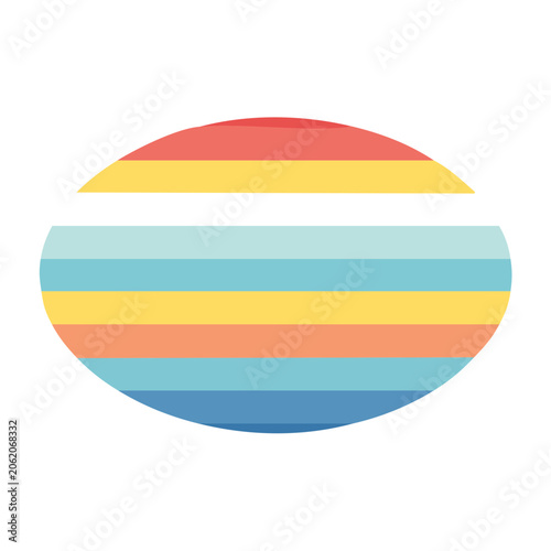 Flat design abstract ribbon in red orange yellow cyan blue
