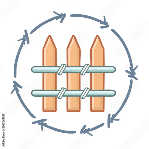 Flat design circular chairs with arrows