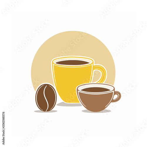 Flat design coffee cup with beans