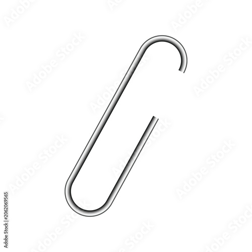 Silver paperclip stationery isolated on transparent background