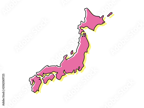 ポップな色味の日本列島のイラスト