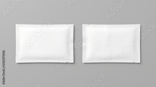 Blank white rectangular medical face mask pouch mockup for hygiene product branding packaging template