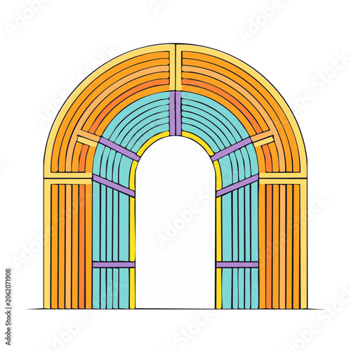 Flat design arch window pattern