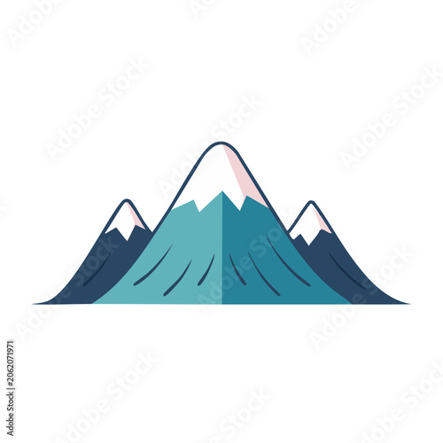 Flat design mountain peak with blue and cyan gradient