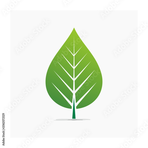 Green flat design leaf icon