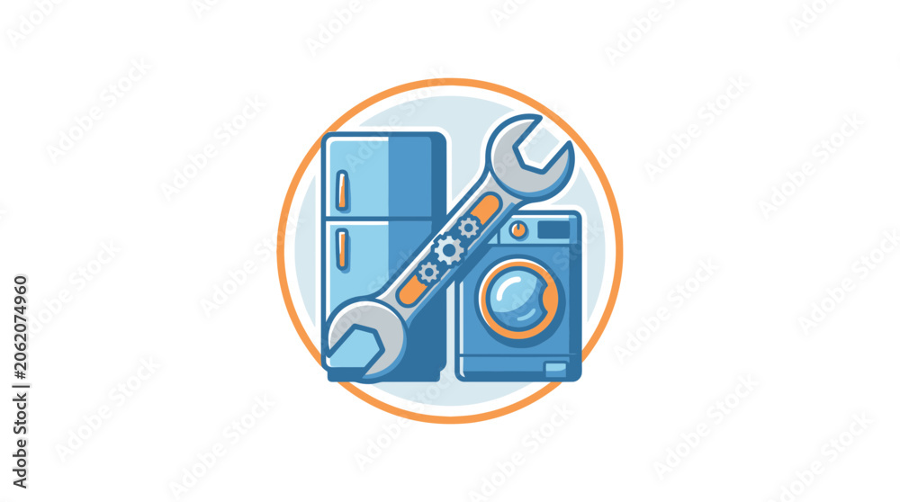Naklejka premium Appliance Repair Service Icon: Refrigerator & Washing Machine