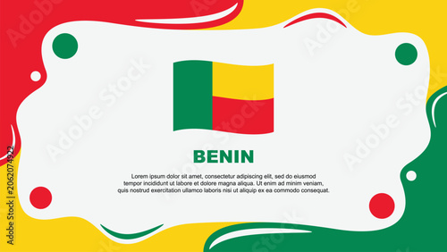 Benin Flag Abstract Background Flat Design Template. Benin Independence Day Banner Wallpaper Vector Illustration. Benin Cartoon