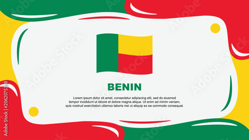 Benin Flag Abstract Background Flat Design Template. Benin Independence Day Banner Wallpaper Vector Illustration. Benin Illustration