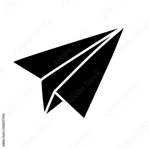 Paper airplane flight icon black silhouette