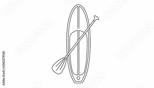 Foto Paddleboard, SUP, vector icon, line art, water sports, recreational activity