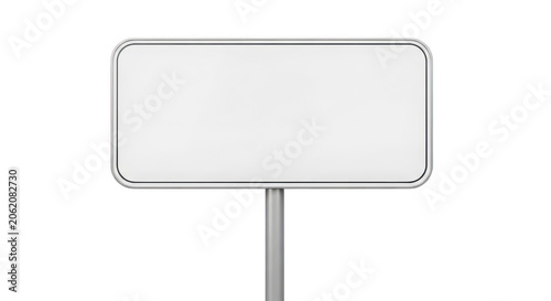 Blank metal sign plate on a pole for information isolated on transparent background