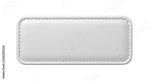 Empty rectangular leather patch with stitched edges isolated on transparent background