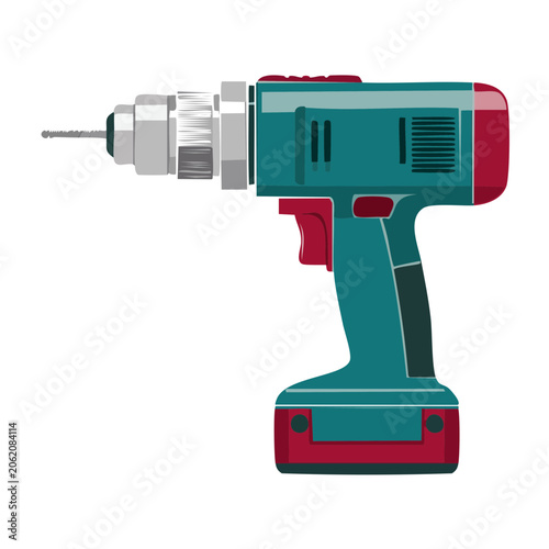 Teal and red vacuum cleaner with cord and hose