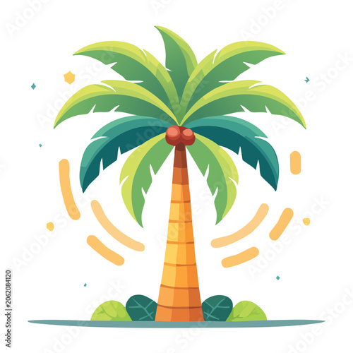 Tropical plant with red flower vector illustration