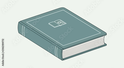 Cuadro en lienzo Elegant Hardcover Book with Magnifying Glass Icon on Cover, Isolated on Light Ba