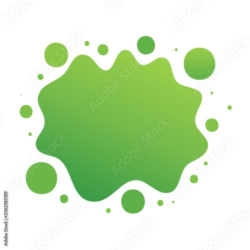 Green organic blob with scattered dots on white