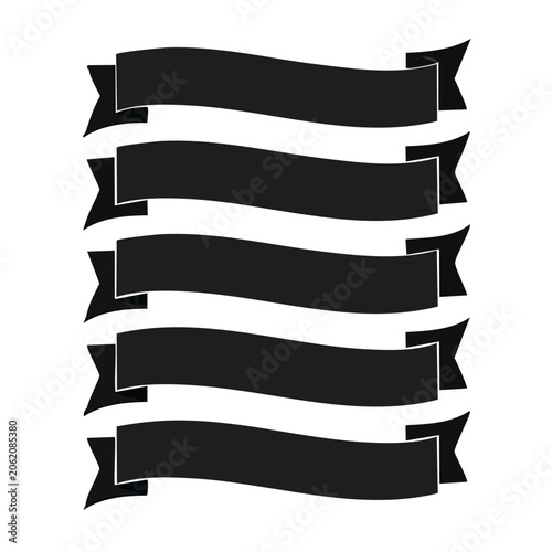 Stacked Black and White Ribbon Banners Vector