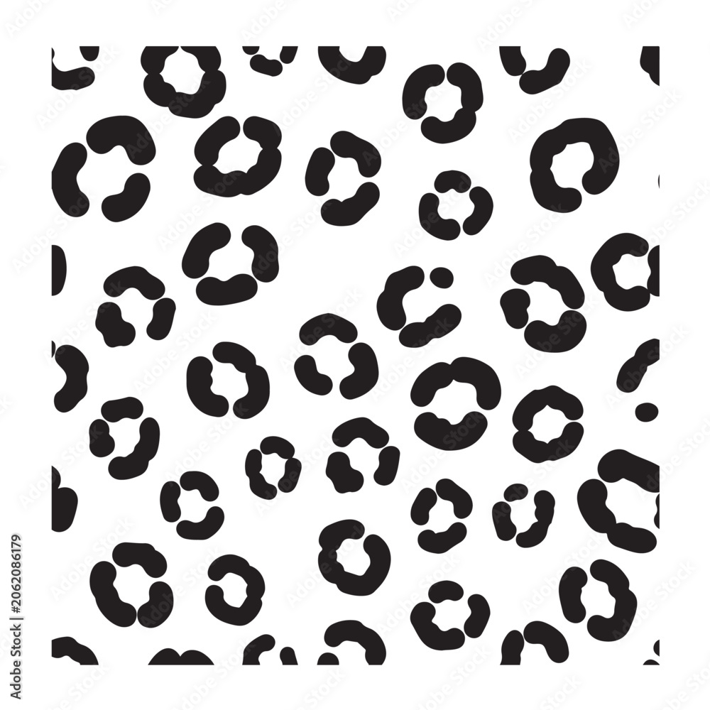 Fototapeta premium Black and white abstract seamless pattern background with leopard spots animal print.