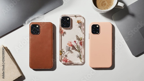 mockup of floral plastic mobile case flat view.ai 