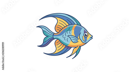 Colorful Tropical Angelfish Illustration