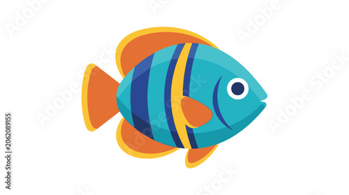 Colorful Tropical Fish Illustration Isolated on White