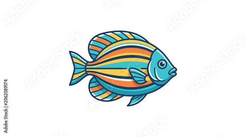 Colorful Tropical Fish Illustration with Stripes