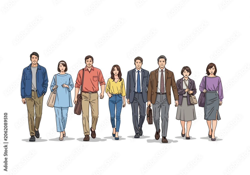 Obraz premium Group of diverse professional business people walking together