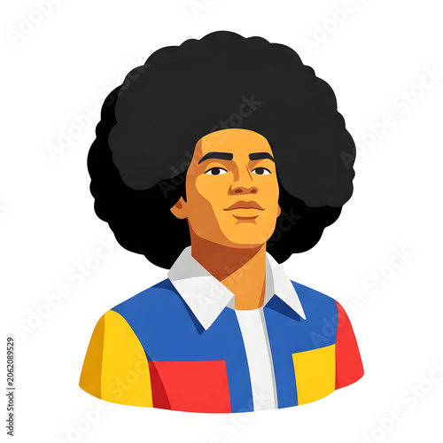 Flat design portrait of a man in orange shirt