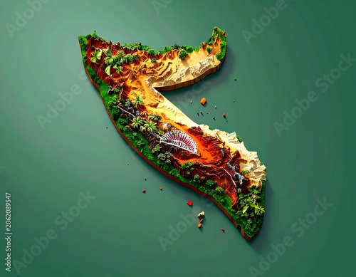 A green and brown pizza slice on a gradient background