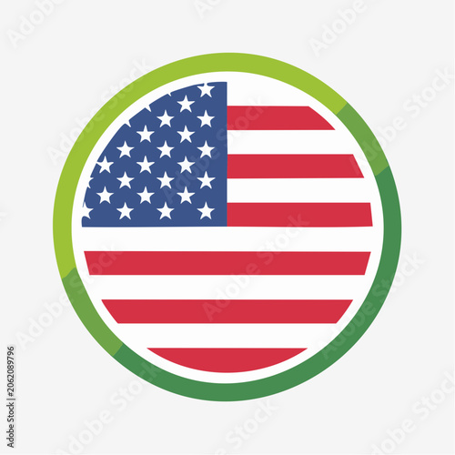 American Flag in a Green Circle