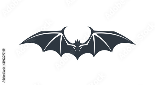 Foto Dark Bat Silhouette Spreading Wings, Halloween Icon, Night Creature