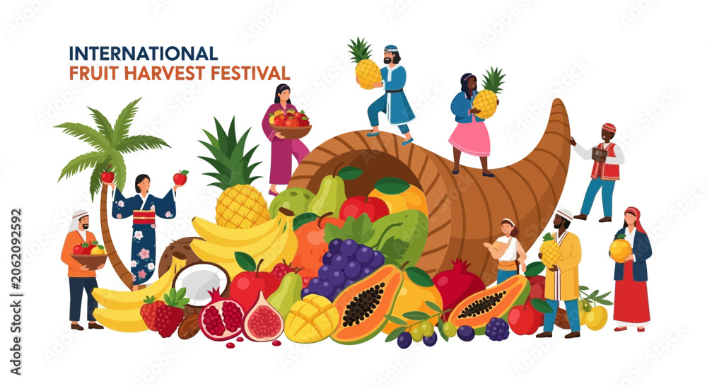 Naklejka premium International Fruit Harvest Festival Celebration Illustration