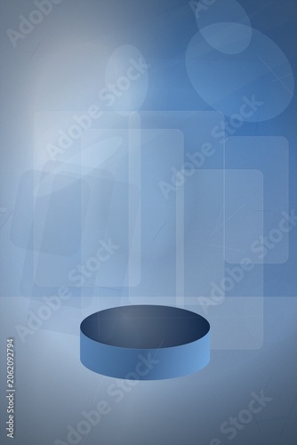 Blue cylinder podium on abstract background