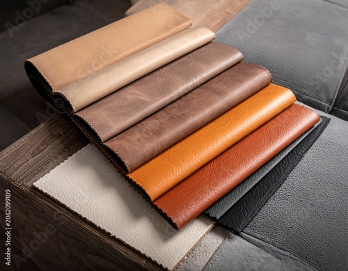 A selection of leather swatches in various earthy tones