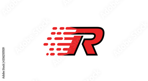 Foto Red R Logo With Speed Lines.