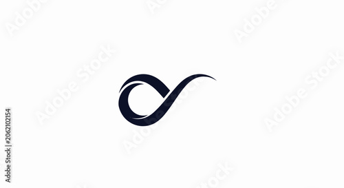 Abstract dark blue infinity loop wave logo icon isolated on white background.