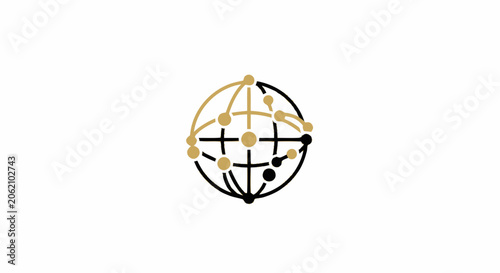 Abstract global network icon representing worldwide connectivity and digital communication technology.