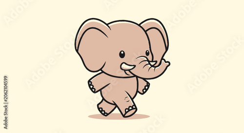 Adorable cartoon elephant walking happily with a cute expression.