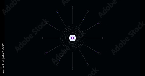 Quantum Computing Processor Core Digital Animation for Technology and Ai