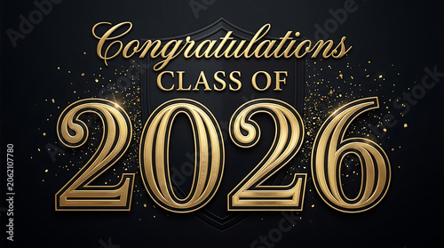 festive graduation announcement celebrating the class of 2026 with elegant gold lettering and sparkling accents for milestone