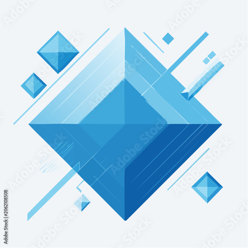 Abstract Blue Geometric Diamond Shape with Lines
