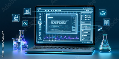 Digital chemistry lab interface on laptop