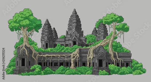 Photos Ancient Ruins Pixel Art Illustration
