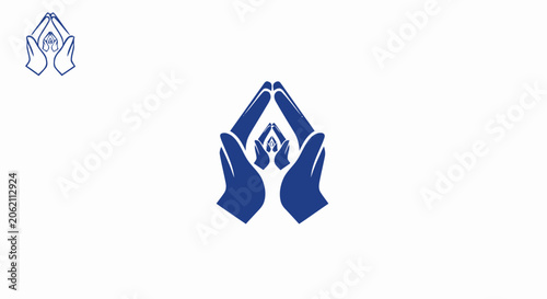 Blue praying hands icon nested recursively representing family protection and spiritual unity.